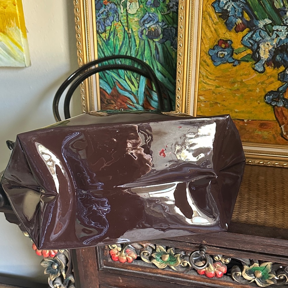 Longchamp maroon Patent Leather shoulder Tote Bag - Picture 4 of 8